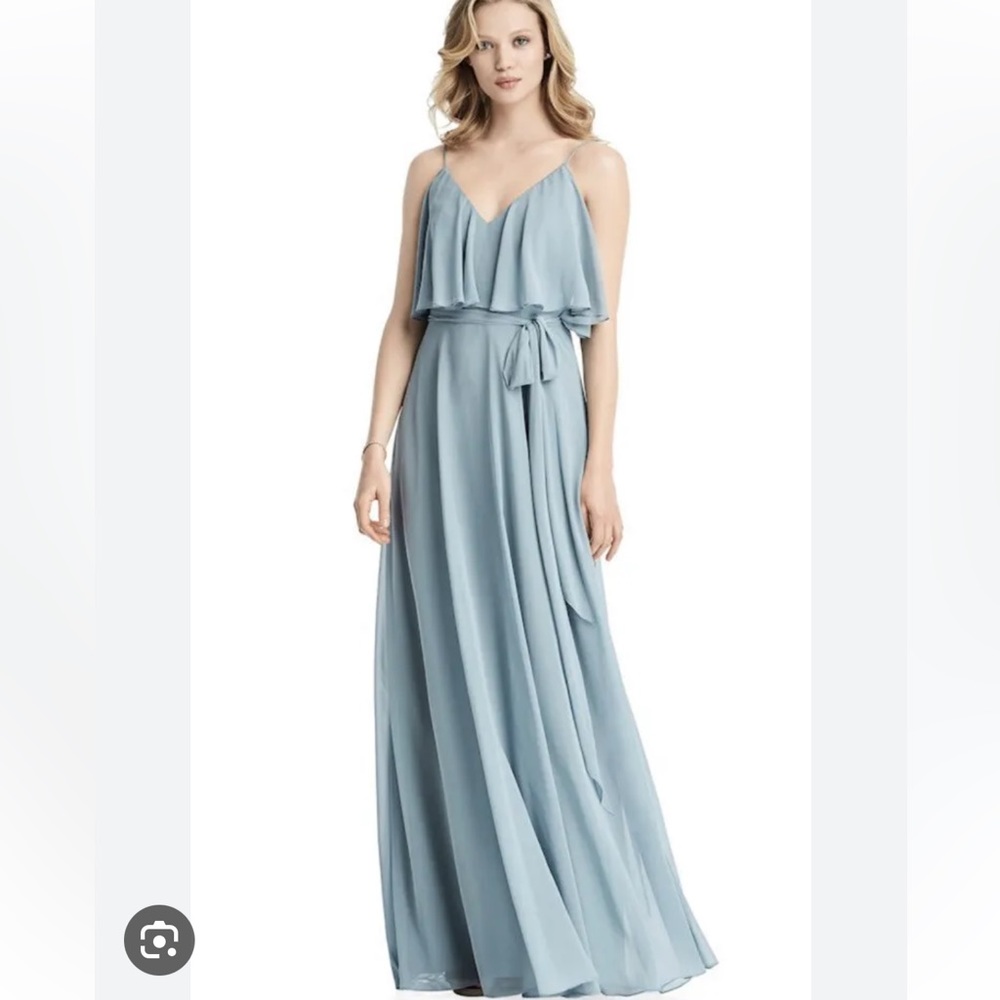Jenny Packham Ruffle Cold Shoulder Maxi Dress Mist JP1033